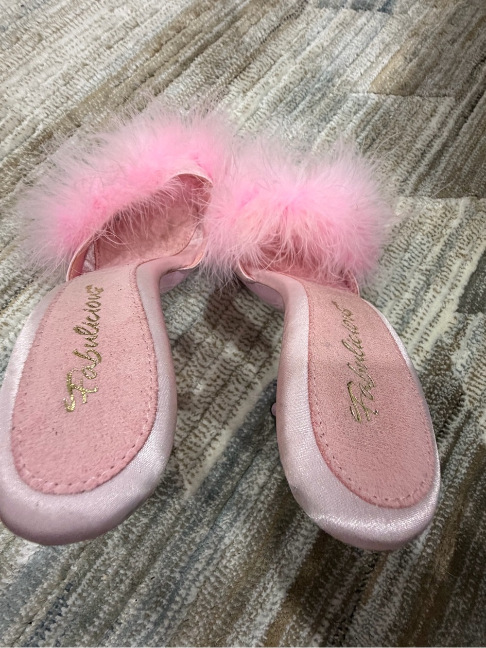 Fashion Nova Pink Marabou Satin Mule Heels - Picture 4 of 6